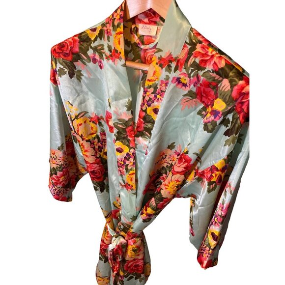 Ms Lovely Blue Floral Long Sleeve Robe SZ Extra Large - Picture 3 of 8